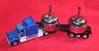 Semi Tractor with Flatbed Load- 2 Steel Beer Fermentation Kettles- HO Scale — photo 1