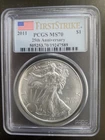 MS70 First Strike 1oz 999 2011 1 Dollar Silver Eagle Bullion Coin