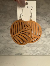 Hollowed Geometric Large Wood Earrings Dangle Boho Organic Earth