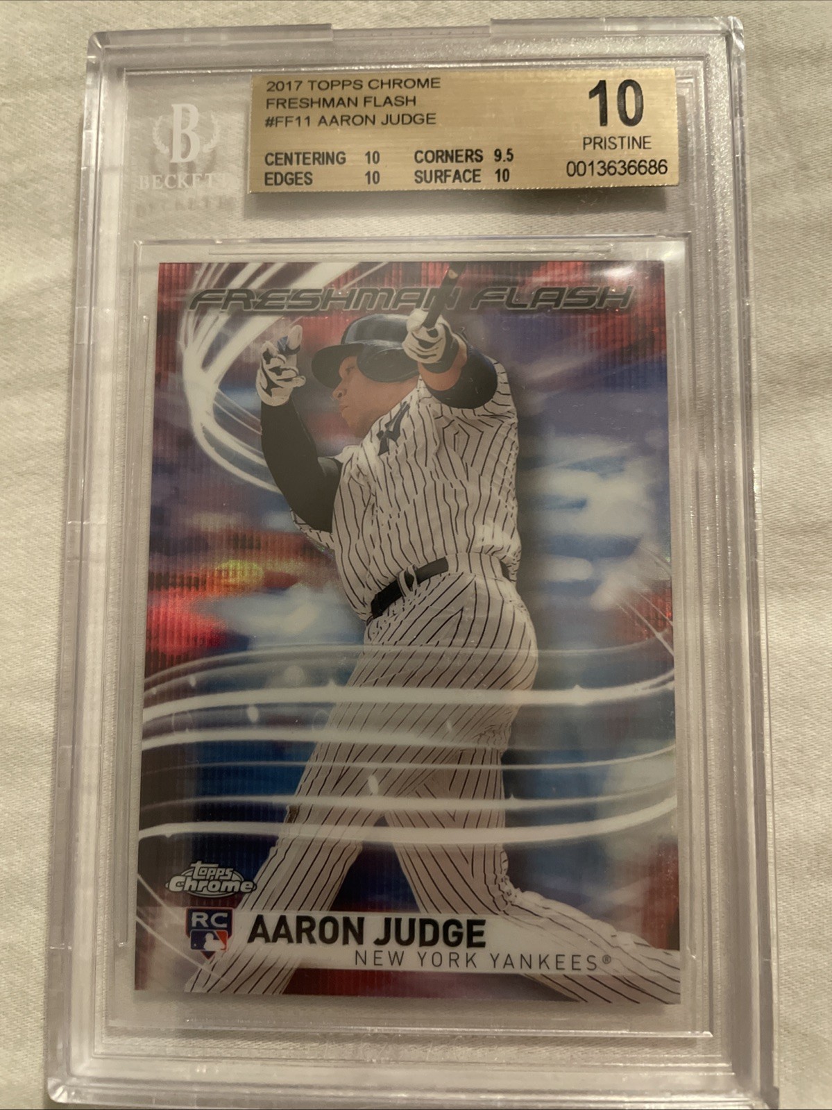 2017 TOPPS CHROME FRESHMAN FLASH #FF11 AARON JUDGE ROOKIE RC BGS 10