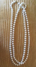 Vintage White Lucite bead 56" Layer Long Opera Style Necklace
