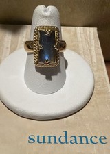 NWOT Sundance Catalog Rectangle Labradorite Gold Vermeil Band Ring Size 7