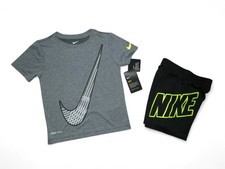 Nike Baby Boys Outfit Set Athletic Shorts T-Shirt Black Gray Toddler 3-4 Years