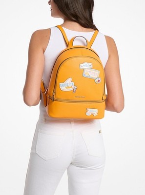 Michael Kors Rhea Embellished Orange Leather Backpack 35T5GRAB2I NWT $558 MSRP F