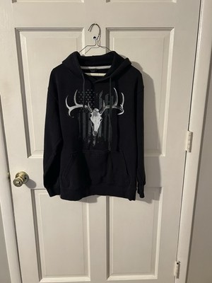 Form 10 Black Hoodie With Deer And Flag, Size Small 
