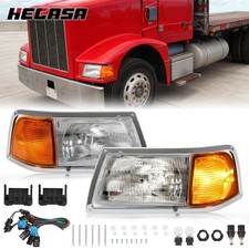 Pair Headlight Wadjusters Corner Light Bezel For Peterbilt 375 385 Halogen