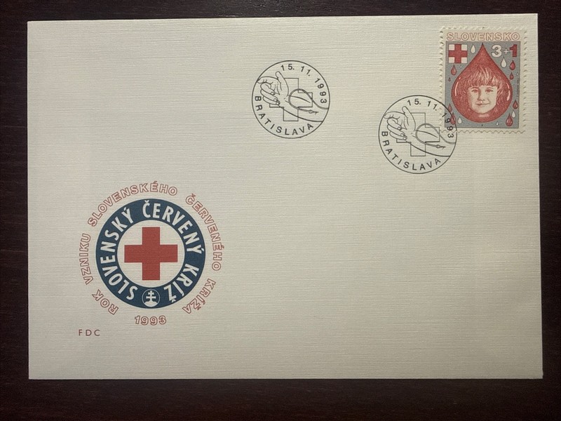 SLOVAKIA FDC COVER 1993 YEAR BLOOD DONATION DONORS RED CROSS HEALTH MEDICINE