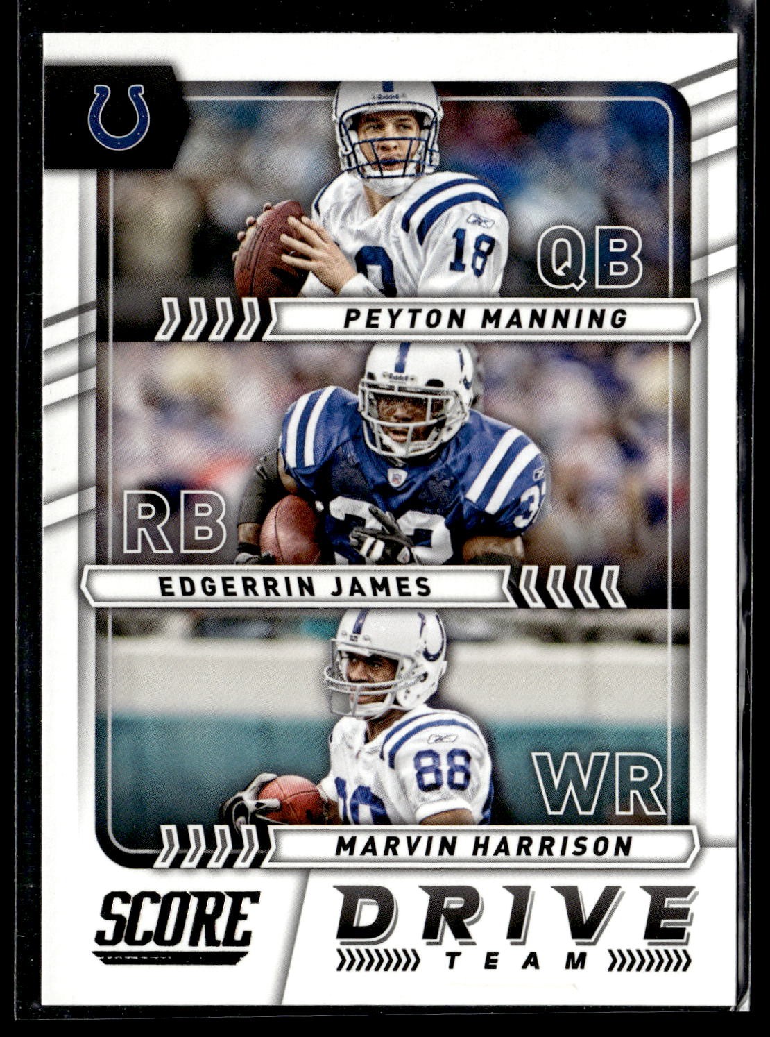 2017 Score #19 Edgerrin James / Marvin Harrison / Peyton Manning Drive Team Card