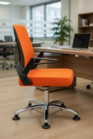 Moderner BüRostuhl In Orange Mit Ergonomischer RüCkenlehne Und Metallgestell