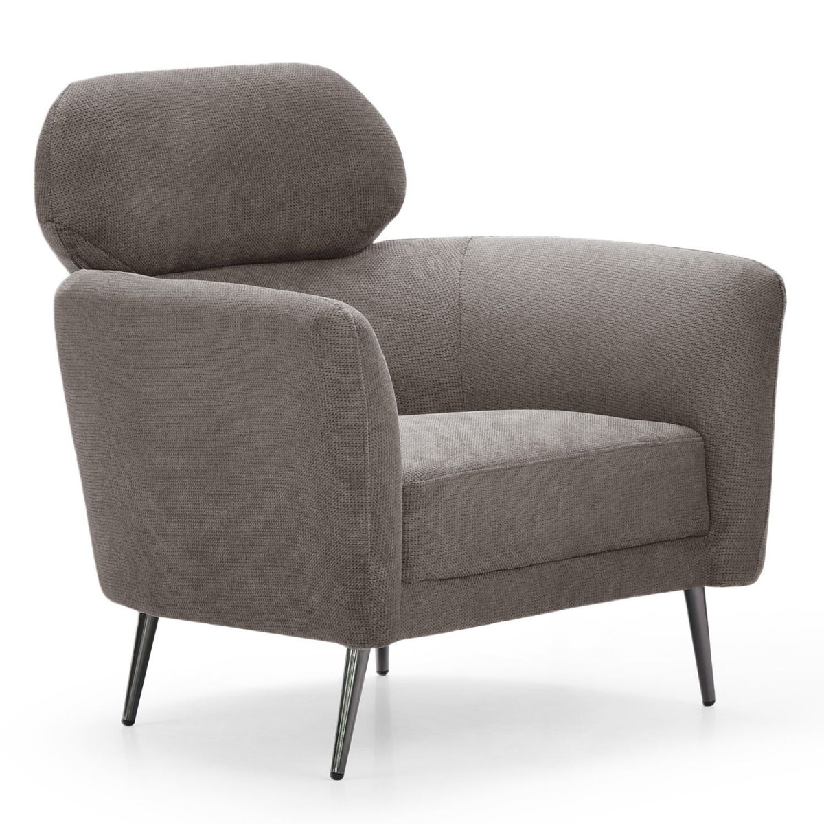 Fauteuil Harison 86cm en Tissu Gris Taupe : Finition Haute Couture et Design Épuré