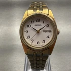 Seiko Watch Women 24mm White Dial Gold Tone Daydate Round 7N83-0011 New Battery