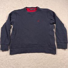 Nautica Men's Navy Crewneck Sweatshirt Red Trim Sailboat Logo Size M