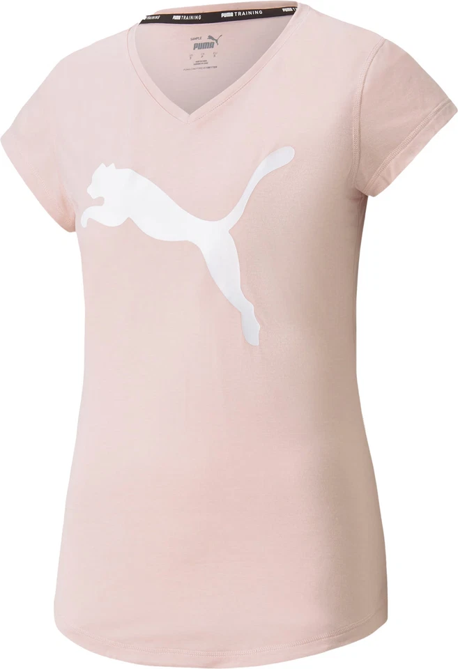 Puma Favourite Heather Cat Womens Training Top Pink Short Sleeve Running T-Shirt - Image 3 of 4