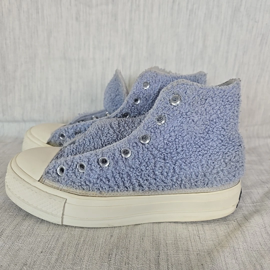 Scarpe Converse Chuck 70 Hi Donna 8 Fuzzy Terry Blu Senza Lacci 572240C Rare