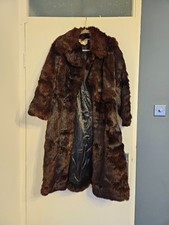 Vintage Daphmond real brown rabbit fur coat size 14
