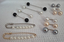 Set of 12 pc Faux Pearl Brooch Pin Anti-Exposure Neckline Shawl, Sweater, Scarf