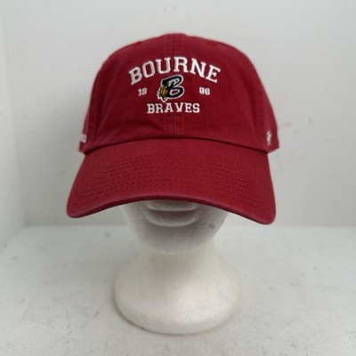 NEW Cape Cod Baseball League Bourne Braves 47 Brand Clean Up Hat Cap Red Strap