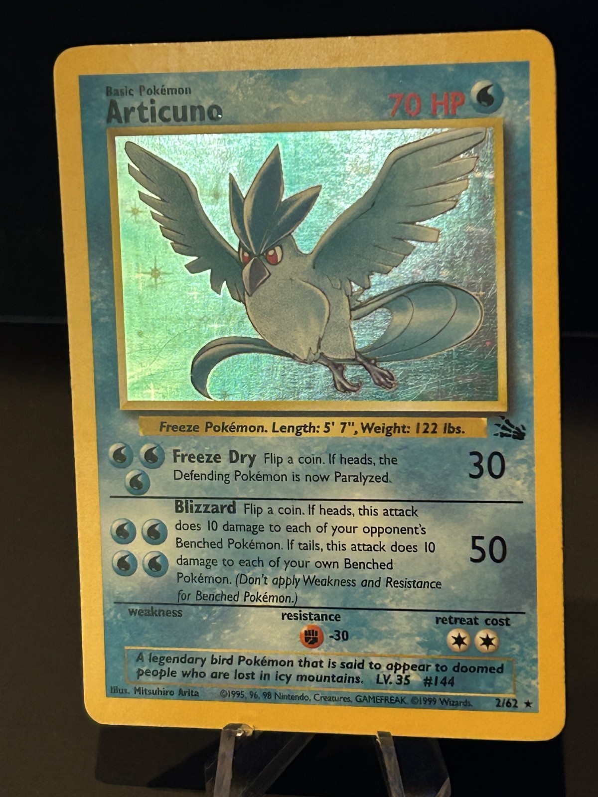 Articuno 2/62 Fossil Unlimited Holo Rare Pokémon 1999 WOTC Excellent Vintage