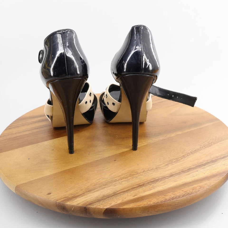 Rock & Republic HOLTTAN Mujer Talla 7.5 Correa de Tobillo Negro Beige Stiletto 5" Tacones Foto 4 de 4