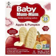 Baby Mum-Mum , Gentle Teething Wafers, Apple Pumpkin, 12 Packs, 2 Wafers Each