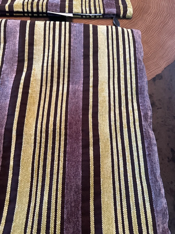 PIER 1 IMPORTS ONE VELVET GREEN BROWN STRIPE PILLOW SHAMS RECTANGLE SET OF 2 - Image 4 of 4