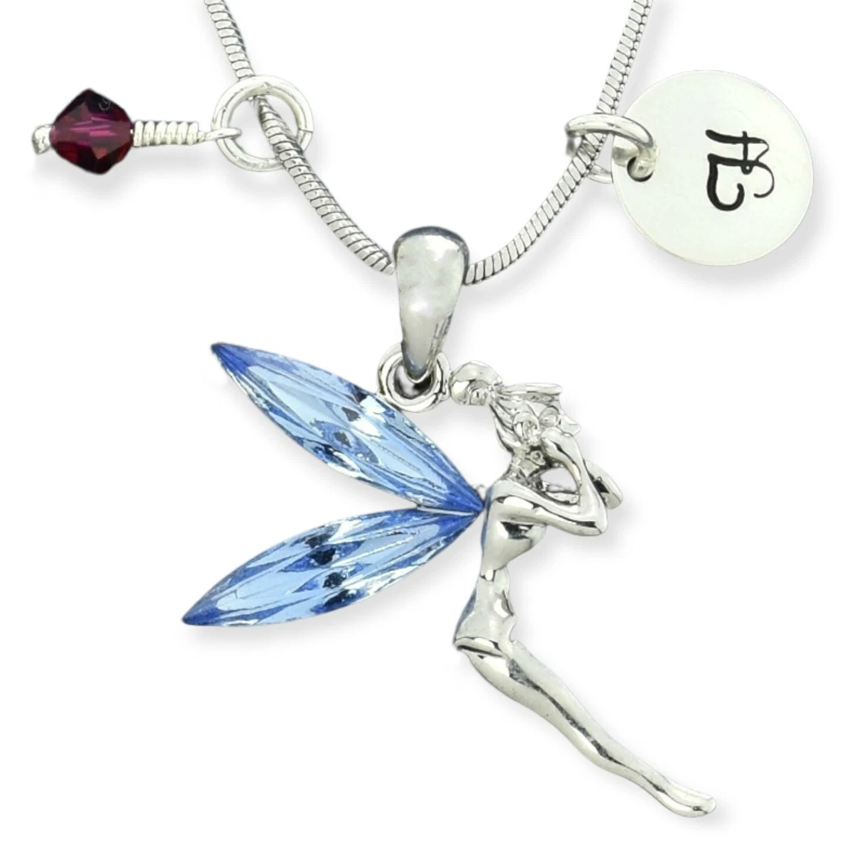 Personalized Tinkerbell Fairy Blue Pendant Birthstone Letter