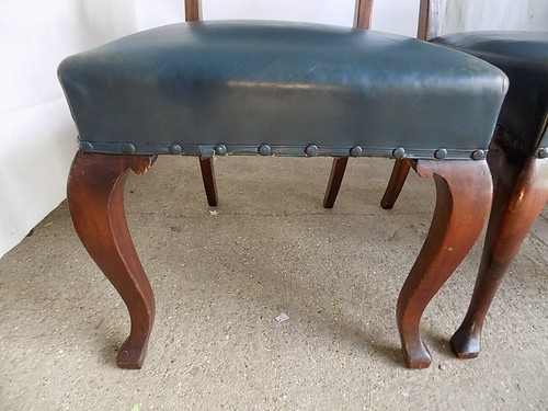 4,blue,leather,large,mahogany,dining chairs,cabriole legs,office chairs,chair - Picture 8 of 12