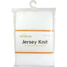Case of 6 Coverplay Jersey Knit Fitted Play Yard Sheet, 100 Cotton, White LB19
