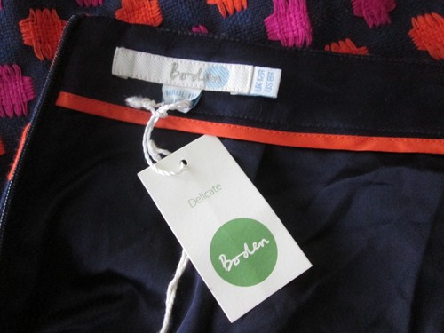 NWT Boden Size 8R 100% Cotton Navy Pink Orange Print Delicate Stitched Skirt - Picture 6 of 6