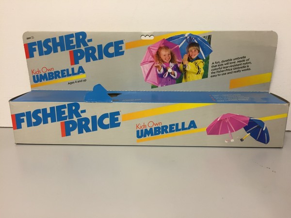 FISHER PRICE PARAGUAS AZUL NIÑOS (BLUE KIDS UMBRELLA). AÑO 1987. NUEVO. VINTAGE