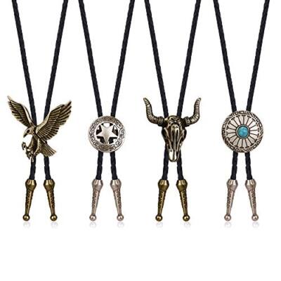 4 Pcs Bolo Tie Western Cowboy Hat Necktie Totem Element Halloween Costume