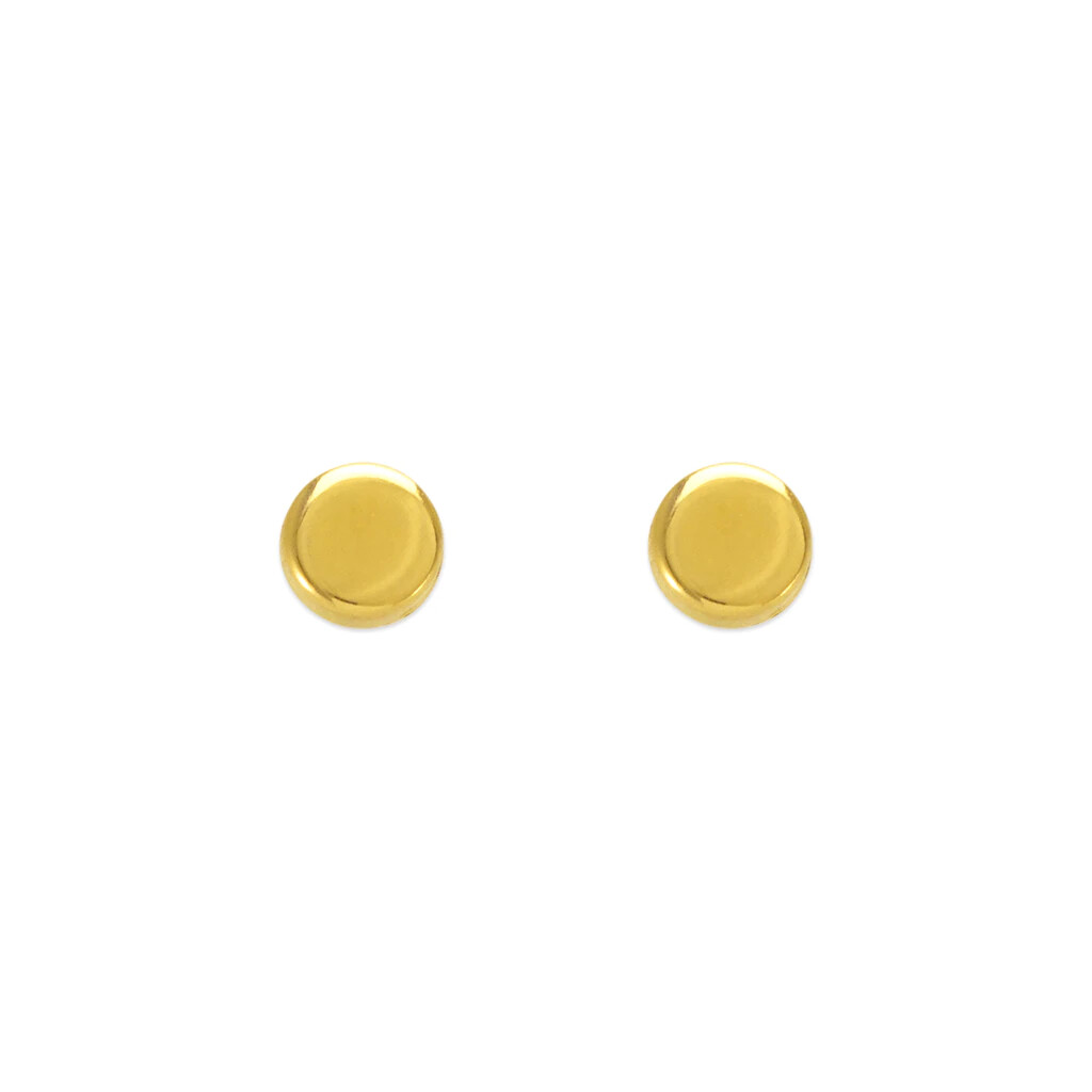 Studs Ear 14K Solid Gold Screw Back Circle Disk Minimalist Stud Earrings