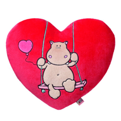 NICI Love Hippo Heart Shaped Cushion - 40x36cm