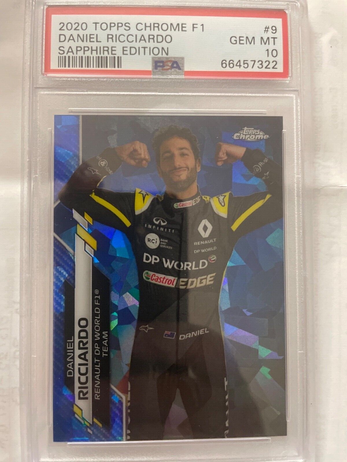 2020 Topps Chrome Formula 1 Sapphire Edition #9 DANIEL RICCIARDO F1 PSA 10 Gem