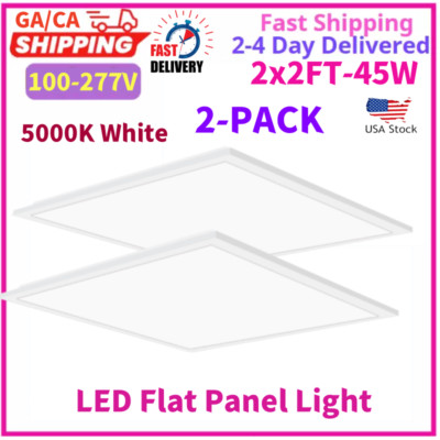 2 Pcs 2x2FT LED Flat Panel Light 45W 5000K Daylight Troffer Drop Ceiling Light