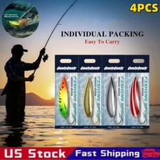 Thkfish 4PCS Saltwater Spoons Lures Blade Bait Jig Sinking Metal Fishing Lures