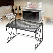 Microwave Oven Baker Stand Rack Storage Organizer Kitchen Counter Shelf Metal US