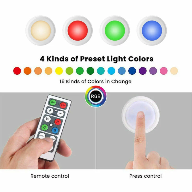 RGB colorful lights Closet Lights Elfeland RGB Puck Lights With