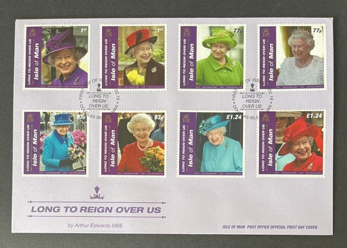 ISLE OF MAN 2016 FDC LONG TO REIGN OVER US FIRST DAY COVER WITH DOUGLAS PMK