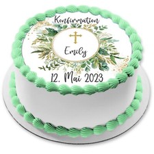 Konfirmation Tortenaufleger Party Deko personalisiert Name Beerdigung essbar neu