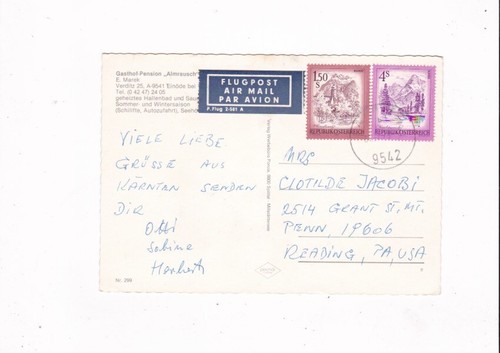 VTG. AUSTRIA HOTEL ALMRAUSCH PENSION GASTHOF 4 VIEW POST CARD WORLD STAMPS - Picture 2 of 2