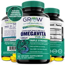 omega 3 fish oil capsules 3x strength 2000mg epa & dha, highest potency