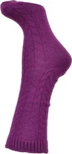 Charter Club Women's Touch of Cashmere Crew Socks Scallop Top Chevron  purple