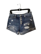 Kancan Distressed Denim Button Up Shorts Size 7/27