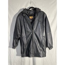 Vintage Giii Leather Jacket Womens Small Black Full Zip 90s 80s Biker Oversized