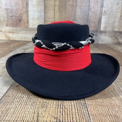 Camelia Hat Calidad Prestigio Womans Made In Mexico Black Red Accents