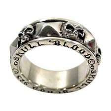 Sterling Silver Skull Blood Ring Biker Gothic Rocker Men's Spinner Spin