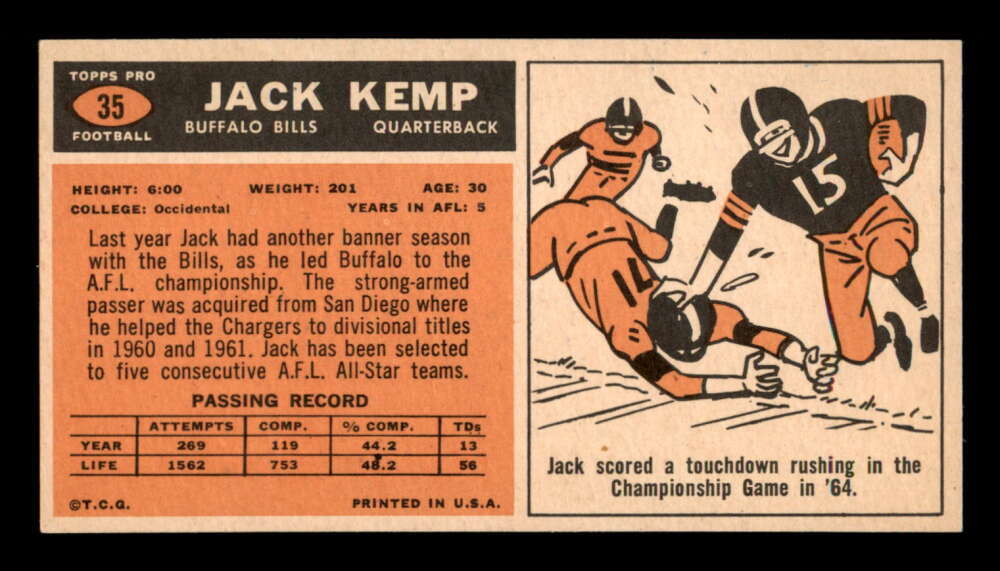 1965 Topps 35 Jack Kemp SP ! NM X2441066 eBay