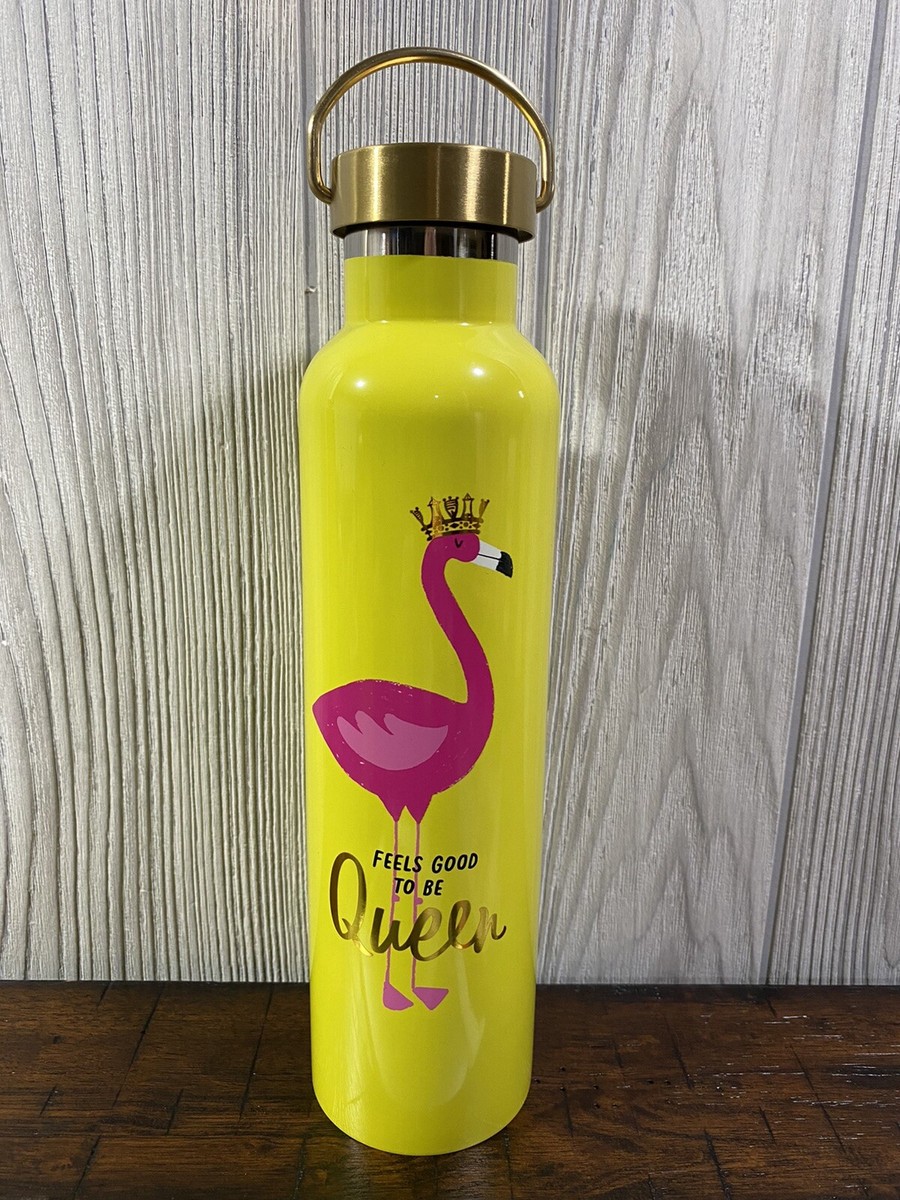 Hallmark FEELS GOOD TO BE QUEEN Flamingo Stainless Steel Water Bottle -- NEW