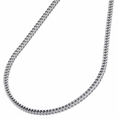10K White Gold 3D Hollow Franco Box Link Chain 2mm Necklace 24 Inch Mens  Womens